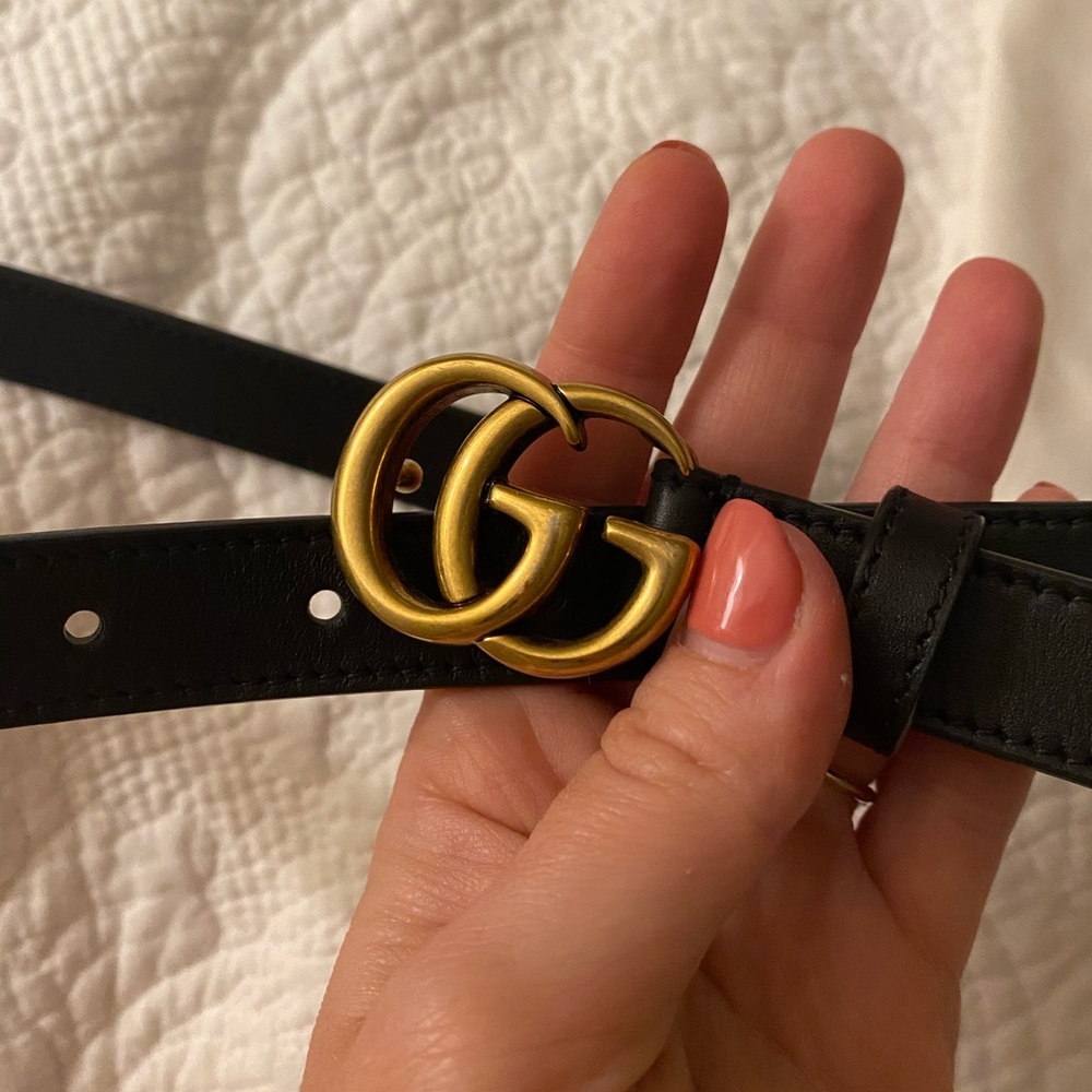Leather double G Gucci belt